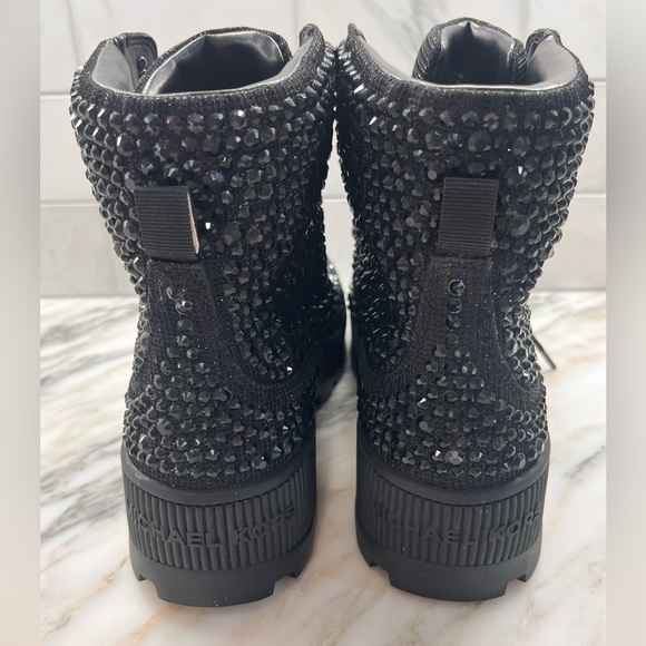 New! Michael Kors Women’s Shane Glitter Black Lace-Up Bootie Boots Size 11 - Picture 7 of 12